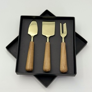 ชุดมีดชีสทำมือสุดหรูหรา สแตนเลสสตีล ด้ามไม้ สวยงาม ใช้สำหรับงานแต่งงานและโอกาสพิเศษ - Product Image 2