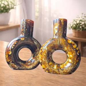 Resin <b>Amber</b> Minimalist Handmade GolgTable Vase with Marble Pattern for Home Wedding Bedroom Decor - Product Image 3