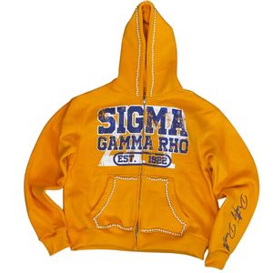 Sudadera con capucha y cremallera completa unisex, estilo vintage griego, informal, para universidad y streetwear, con bordado. - Product Image 1