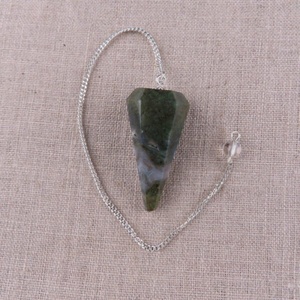 Péndulo de Cristal de Ágata Musgosa Natural para Sanación, Radiestesia, Reiki, Meditación, Chakra, Adivinación, Gema en Forma de Cono - Product Image 3