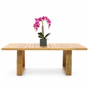 Muebles de Madera de Teca Ecológicos, Mesa de Comedor para Exteriores con Diseño de Listones, Estética, OEM Personalizado - Product Image 1
