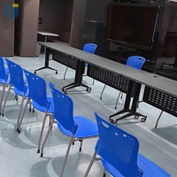 Chaise de bureau moderne ergonomique durable empilable en plastique et en acier pour les réunions, solution de sièges confortables