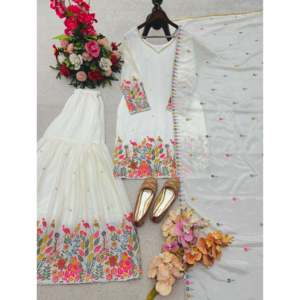 Top de créateur pour femme-Ensemble Sarara et Dupatta pour la fête - Product Image 5