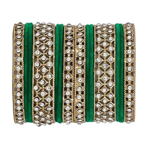 Bracelets Kada plaqués or, traditionnels, sertis de pierres Kundan, pour femmes, pour mariage, fête, bijoux ethniques indiens - Product Image 1