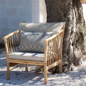Fauteuil de salon en bambou avec coussin, mobilier naturel pour l'extérieur, salon, cuisine et patio - Product Image 1