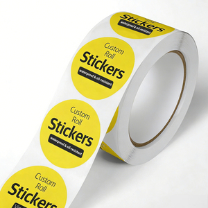 Autocollant personnalisé avec logo, imprimé sur rouleau, en plastique imperméable et résistant à l'huile, adhésif en vinyle PVC, rond, cercle, autocollant de logo de marque - Product Image 1