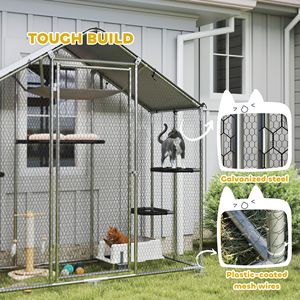 "XL Waterproof Outdoor Cat Patio Tent with 5 Platforms & <b>Hammock</b>" - Product Image 6