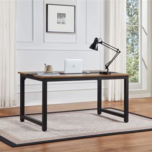 Moderno semplice 59.8 pollici grande ufficio Computer scrivania rustico/nero in legno lavoro & tavolo da gioco con struttura in metallo per studio a casa - Product Image 3