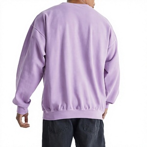 Sweat-shirt à col rond pour homme, couleur unie, coupe ample, tricoté, style décontracté, automne, 100% coton, pull-over, violet - Product Image 2