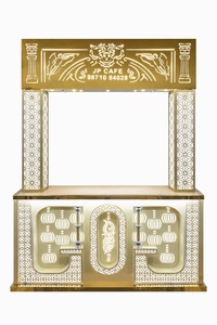 Comptoir de service de café King International, style moderne classique, luxe, en acier inoxydable doré, éclairé par LED |   Livraison rapide premium - Product Image 1