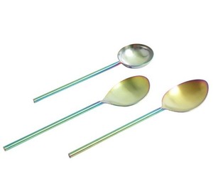 Lot de cuillères de service, de table et à salade en acier inoxydable avec revêtement PVD arc-en-ciel pour mariage et vaisselle de cuisine - Product Image 6
