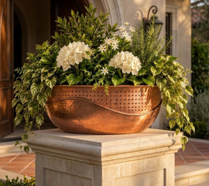 Jardinière murale en métal martelé pour décoration intérieure et extérieure, pot à fleurs mural suspendu en fer, jardinière moderne pour la maison et le jardin, jardinière en cuivre - Product Image 6