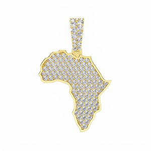 Collar de Lujo Personalizado Estilo Hip Hop, Oro Sólido de 10K, Unisex, con Mapa del Continente Africano, Colgante con Diamantes Cultivados en Laboratorio, Regalo - Product Image 1