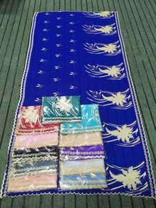 Wholesale Chiffon <b>Shawl</b> Golden Palm Embroidered Rhinestone Scroll Border Lightweight Women OEM ODM Custom - Product Image 2