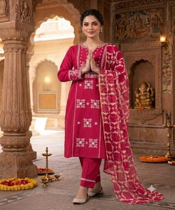 Salwar Kameez brodé de style boutique pour femmes, tenue élégante pour les festivals, tenue traditionnelle de créateur, vêtements en gros 85101 rose - Product Image 2