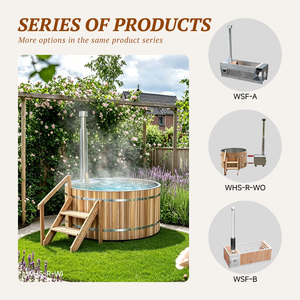 Bain à remous extérieur moderne en bois pour 2 personnes <span class=keywords><strong>avec</strong></span> couverture <span class=keywords><strong>et</strong></span> chauffage efficace au bois pour spa à domicile - Product Image 4