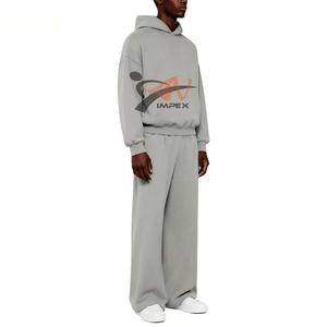 Sweat à capuche court et ample en molleton épais 100% coton, style vintage, pour homme, collection hiver, avec broderie 3D - Product Image 4