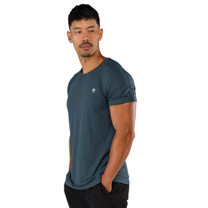 T-shirt de sport pour homme à manches courtes, bleu marine, confortable et élégant, vêtement de sport décontracté de haute qualité pour la gym, vente en gros - Product Image 4