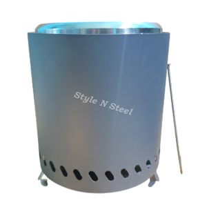 STAINLESS STEEL/HR GREY Modern fire pit Iron Fire Pit with Heat Resistant Paint Freestanding Design Coal/Wood Burning Outdoor - Product Image 2