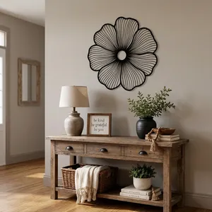 Decoración de Pared Floral de Acero Moderna y Grande, Escultura de Flores Metálicas Decorativas, Arte de Pared Contemporáneo para Sala de Estar, Dormitorio y Oficina - Product Image 1