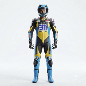 Combinaison de course premium Ramaha pour homme, 1 pièce, en cuir de vache véritable/cuir de kangourou, style MotoCP, combinaison de course sur circuit, niveau de protection 2 - Product Image 1