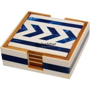 Juego de Posavasos de Lujo con Incrustaciones de Hueso Hechos a Mano, Cuadrados de 4x4 Pulgadas, Disponibles en Diferentes Colores - Tradebyd - Product Image 1