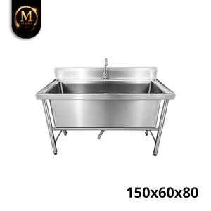 Évier simple en acier inoxydable de haute qualité, profond, épaisseur 0,8 mm, autoportant, équipement de lavage pour cuisine commerciale - Product Image 1