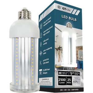 Lampadina LED a Pannocchia 25W Luce Diurna 5000K, Risparmio Energetico, Base E26, per Uso Interno in Garage, Officina, Magazzino - Product Image 1