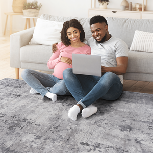 5x7 grigio chiaro/astratto Non spargimento soggiorno camera da letto da pranzo casa ufficio elegante tappeto resistente alle macchie Set - Product Image 4