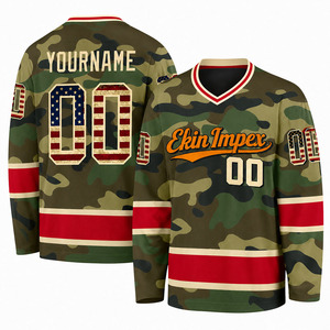 Maillot de hockey sur glace personnalisé OEM, réversible, brodé, en sergé vintage, pour jeunes et hommes, double face, sublimé, pour équipe - Product Image 1
