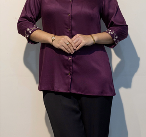Elegant Wine Giza Cotton Women Shirt Premium Quality Fabric Comfortable & Lightweight Casual Wear Shirt Bulk India Export - Product Image 6