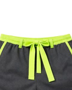 Custom Men Charcoal Gray Sleeveless Tank Top And Shorts <b>Set</b> Casual Summer Cotton Outfit Neon Green Trim Drawstring Two Piece <b>Set</b> - Product Image 5