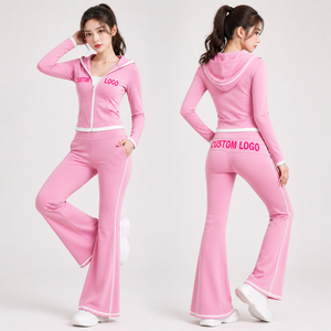 Custom Women <b>Flared</b> <b>Legging</b> Velvet Suit 2pcs Women's Sets Breathable Fit Body Velour Track Jacket Elastic Velvet 2026 - Product Image 2