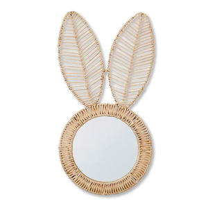 Sisu Handicraft Rabbit-Shaped Rattan Wall <b>Mirror</b> Handcrafted Rustic Design Easter Decor for Kids' Room Nursery Storage - Product Image 3