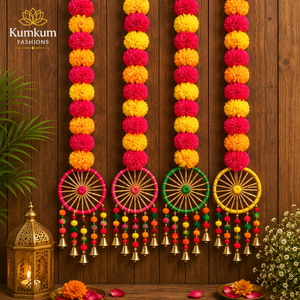 Indian Multicolor Artificial Flower Door Hanging Marigold Strings Dream Catchers Wedding <b>Backdrop</b> Pooja Room Home Decor Garlands - Product Image 2