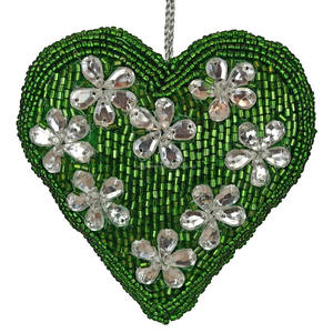 Ornement suspendu en acier inoxydable en forme de pomme, fait à la main, avec des perles, broderie de lettres, souvenir décoratif, cadeau pour la maison, fête de Noël - Product Image 4