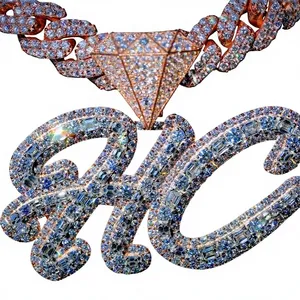 Pendentif Unisexe de Qualité Supérieure en Argent Sterling Plaqué Or Blanc, Sertie de Moissanite, Style Hip Hop Entièrement Sertie, Personnalisable pour Fête - Product Image 1