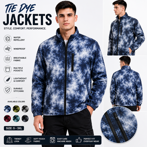 Chaquetas Personalizadas para Hombre, Cortavientos de Poliéster con Tie-Dye, Cuello Alto, Cierre Completo, Bordadas, Ropa de Exterior, Proveedor OEM ODM - Product Image 4
