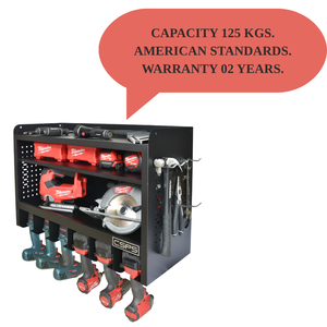 Wholesale Wall Mounted Matte Black Powder Coated Steel Pegboard <b>Tool</b> Wall <b>Cabinet</b> for Garage Workshop and <b>Storage</b> 125kg Capacity - Product Image 2