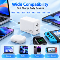 Chargeur mural pliable 67W GaN double USB-C PD à charge rapide pour ordinateur portable, tablette, téléphone et MacBook