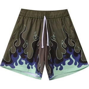 Shorts en maille respirants pour hommes avec motif flamme, légers, décontractés, pour la plage, la gym et l'entraînement sportif - Product Image 3