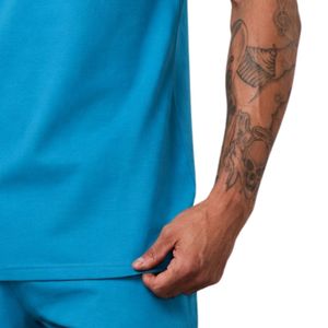 Camiseta de jersey con cuello redondo y estampado gráfico para hombre, de algodón azul, manga corta, informal, transpirable, estilo urbano, camiseta de moda de verano - Product Image 2