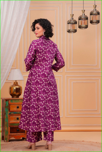 ชุดคุรตะปักมือสีม่วงแบบอสมมาตร - Product Image 4