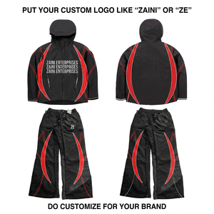 ZAINI Premium 120 GSM Polyester Windbreaker Suit Black Red White Casual Panel Style Hooded Custom Heat Transfer Logo OEM ODM Men - Product Image 1