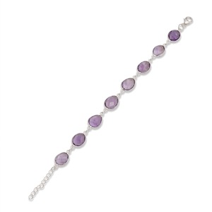 Natural Amethyst <b>Bracelet</b> 925 Sterling Silver Faceted Bezel Set Minimalist Elegant Gemstone <b>Adjustable</b> <b>Bracelet</b> Gift For Her - Product Image 1