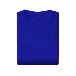 T-shirt bleu pour homme à col rond et manches courtes, coupe classique, couleur unie, tricoté, design uni, en coton - Product Image 1