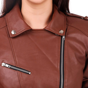 Chaqueta de Cuero para Mujer, Chaqueta de Cuero Negra Clásica, Chaqueta de Motociclista Elegante para Mujer - Product Image 6