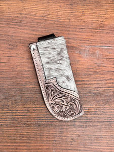 New Western Fashion Handcrafted Hair on Tooled Leather Pocket Knife Sheath Western Floral Full Grain Genuine Leather Knife <b>Cover</b> - Product Image 3