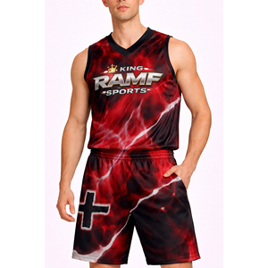 Ensemble d'uniformes de basketball pour hommes adultes - Nom et numéro personnalisés, 100% polyester, séchage rapide, respirant, maillots d'équipe imprimés par transfert thermique - Product Image 1