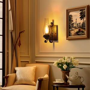 Rustic Farmhouse <b>Wall</b> Sconces Set 2 Vintage Industrial <b>Plug</b>-in <b>Wall</b> <b>Lights</b> Clear Glass Shade Black Gold Finish Hardwired Only - Product Image 2